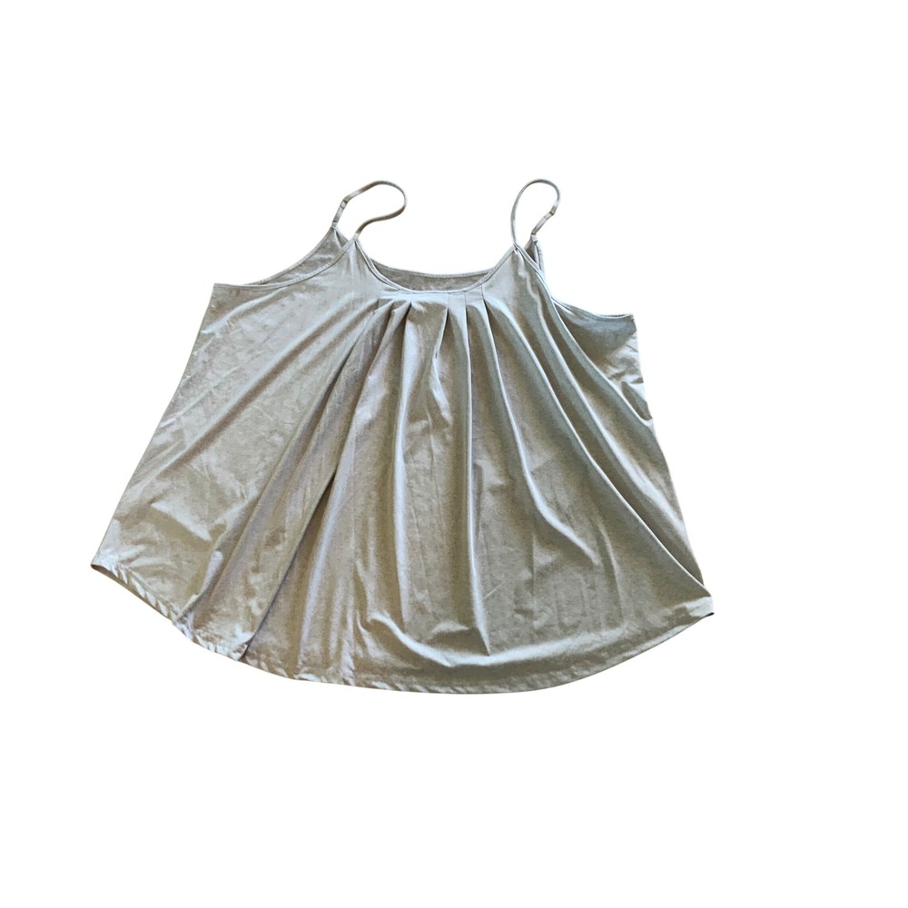 Gray Pleated Cami Tank Top Adjustable Spaghetti Straps Flowy Sleeveless Blouse - Picture 1 of 1